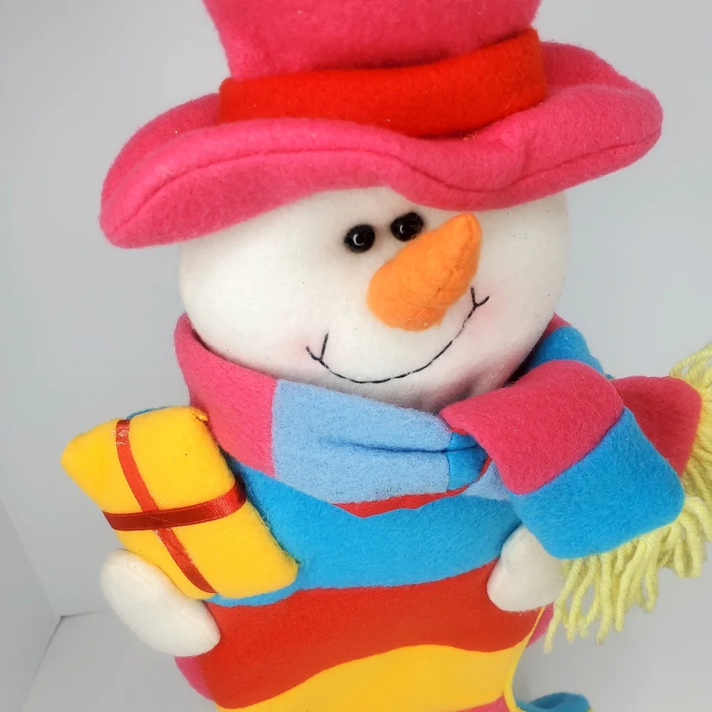 Snowman Pink Felt Christmas Stocking 19